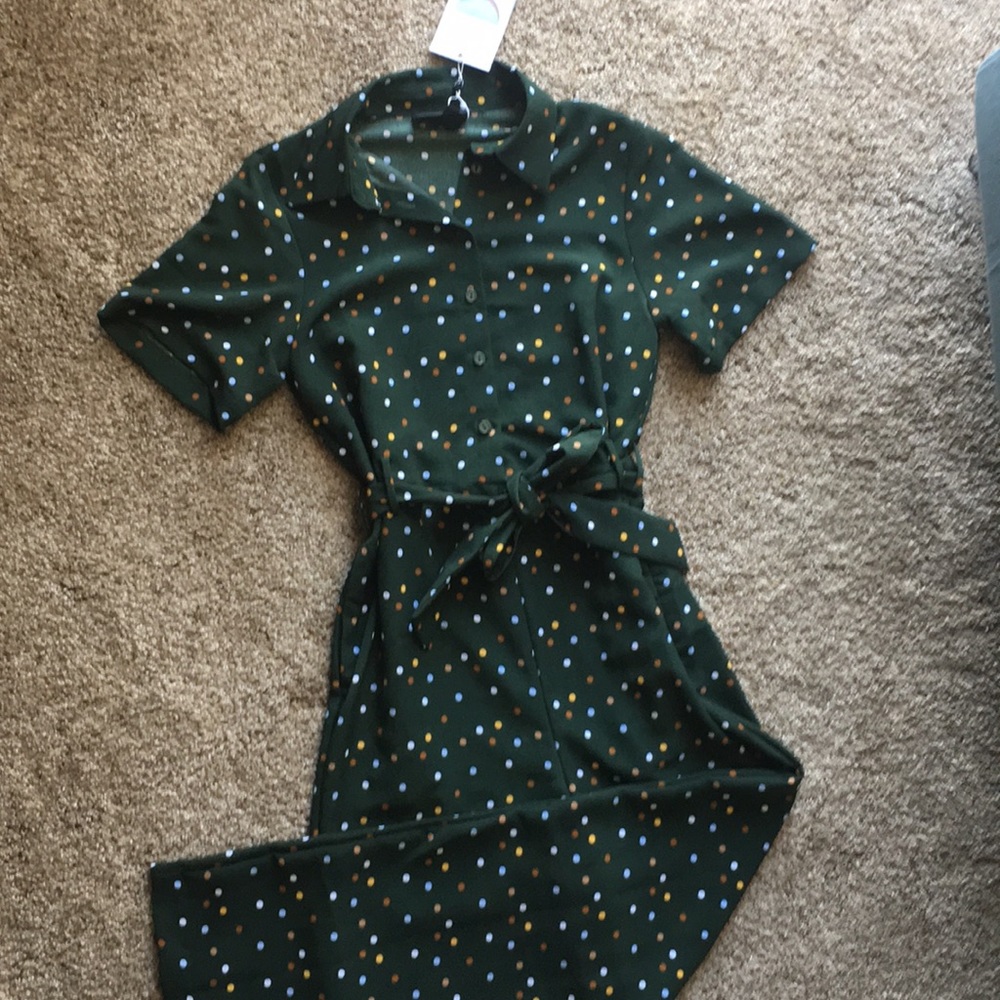Monki polka dot wide leg jumpsuit
